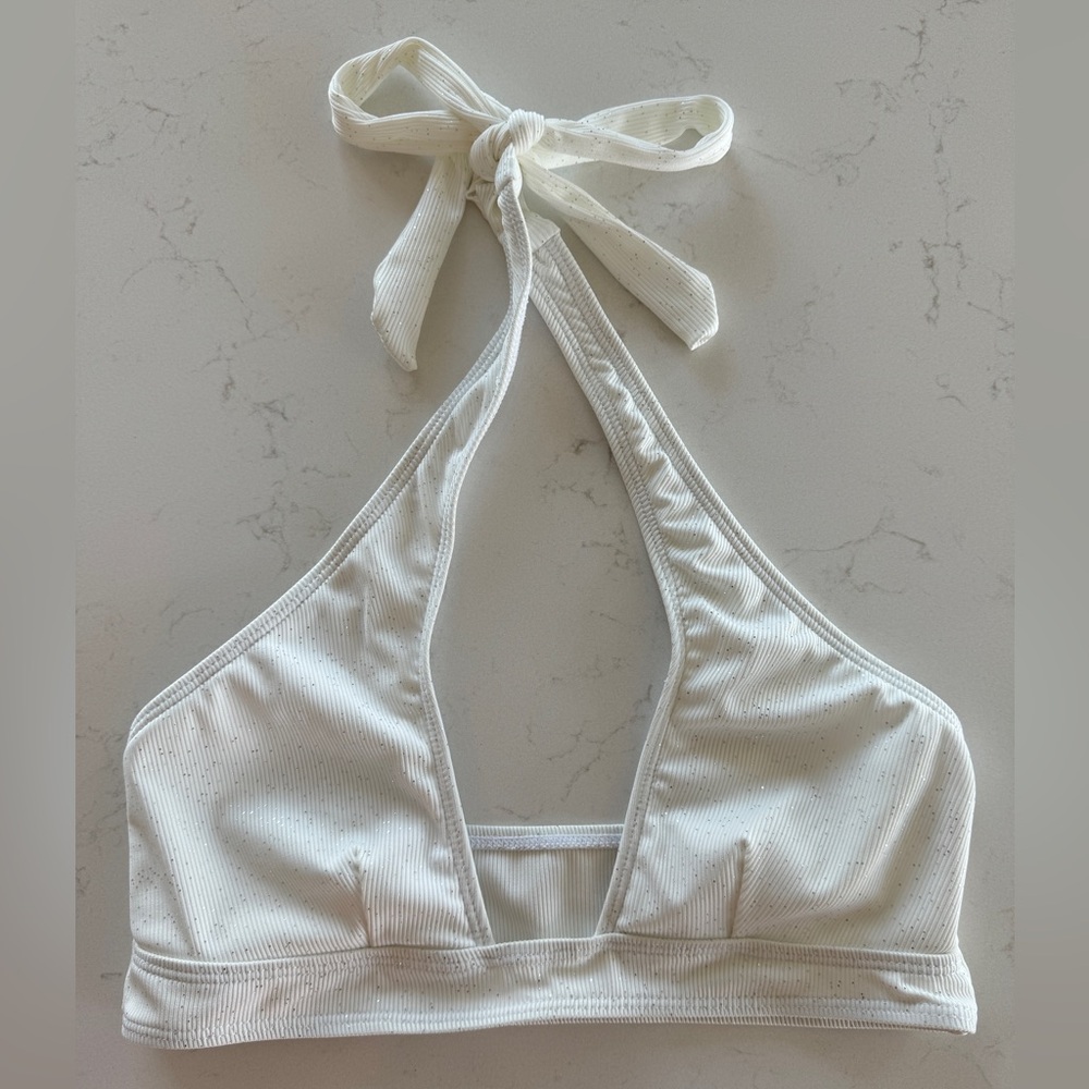 High Waisted Sparkle White Bikini Swim | Size Small - Picture 4 of 4